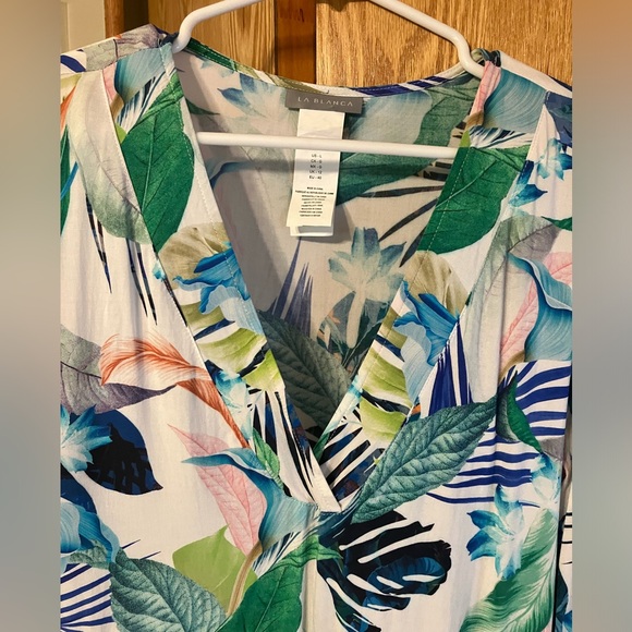 $109 La Blanca In the Moment tropical floral swim coverup. Lightweight. Sz Large - Picture 2 of 14